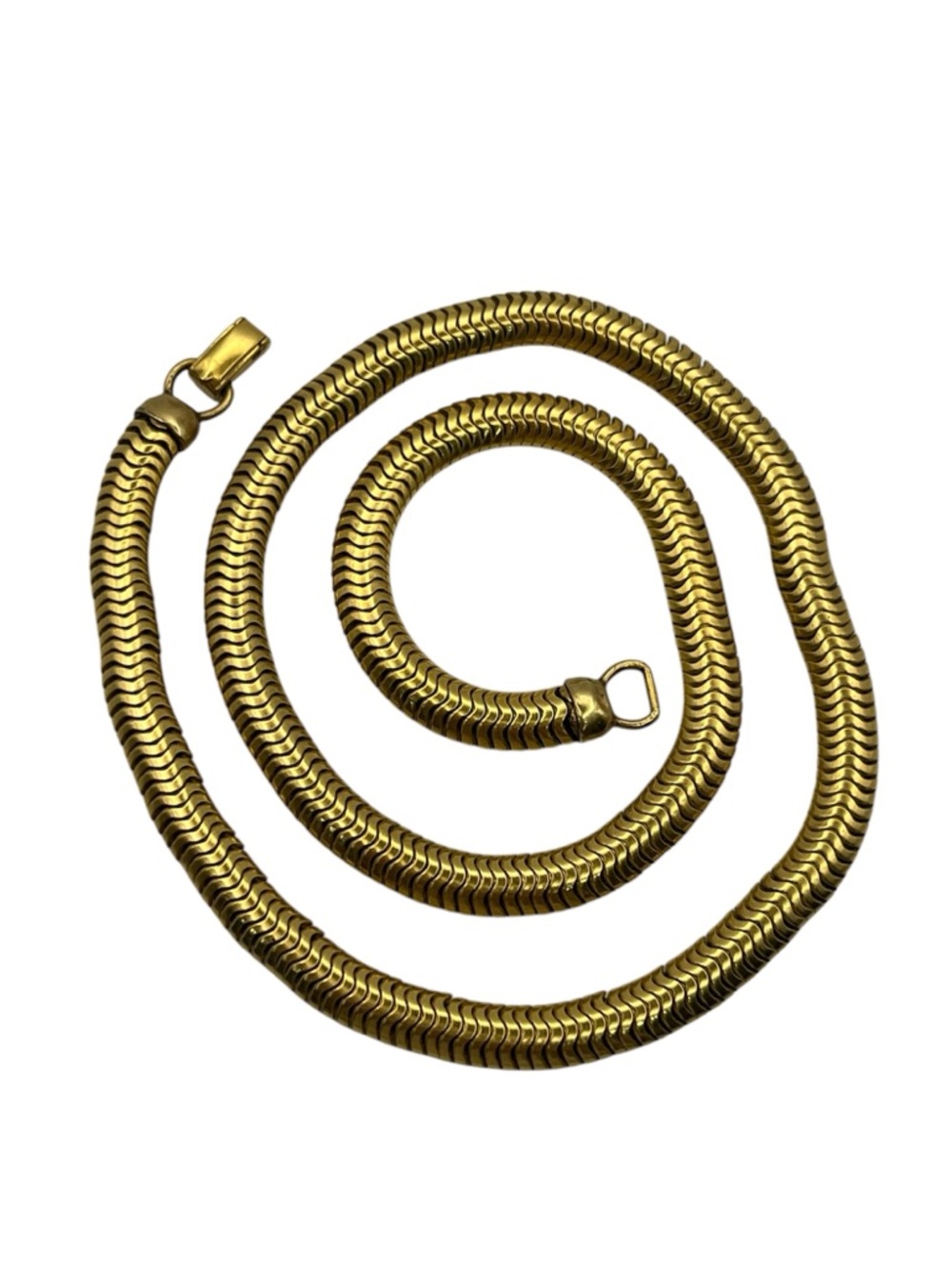 Gold tone thick wide snake chain vintage choker necklace